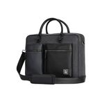 EUME Attache Laptop Bag for Men | Office Bag for Men & Women | With Padded Compartment | Vegan Leather & Nylon Fabric | Fits Up to 15.6" Laptop & MacBook, 18L, Charcoal Black & Grey