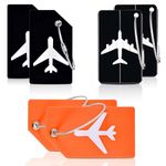 Storite Pack of 6 Luggage Tags, 2 Metallic and 4 Silicon Luggage Tags with Steel Loop Travel Bag Tags for Easily Identification of Bags(4-Black & 2-Orange)