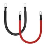 2 AWG Battery Cable 2AWG Gauge Pure Copper Battery Inverter Cables with 5/16 in Lugs Both Ends Power Inverter Wire Set for Automotive Solar Marine Boat RV Car Motorcycle Red and Black (1FT)