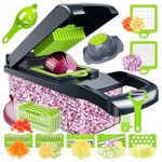 OBIXO 14 in 1 Mandoline Food Fruit and Vegetable Onion Pro Multifunctional Kitchen Slicer, Dicer,Cutter,Veggie with 8 Blades Carrot and Tomato Potato Garlic Chopper with Container (Dicer - 14 in 1)