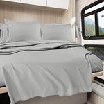 Clara Clark Bed Linen Set, Short Queen, 6 Piece, Microfiber, Silver