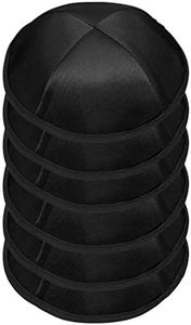 A&S Mezuzot Modern Satin Kippah for Men Yarmulke Cap Jewish Yamaka Hat Kippot Yarmulka Set of 6 - (Black Shinny)