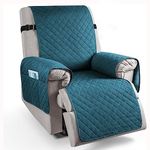 HOKIPO Quilted 1 Seater Recliner Sofa Slipcovers with Side Pockets, Teal Blue (AR-4758-BL)