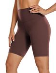 CRZ YOGA Womens Butterluxe Biker Shorts 8 Inches - High Waisted Workout Running Volleyball Spandex Yoga Shorts Taupe Medium