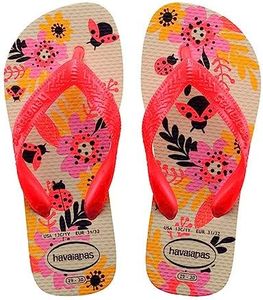 Havaianas Girl's Kids Flores Flip Flops, Beige, 2 US