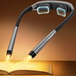 Glocusent Neck Light, Reading Light - 3 Colors & 5 Stepless Brightness, Book Light with Timer & Sleep Aid, Rechargeable for 100Hrs Long Lasting, Ergonomic Design, Perfect for Reading, Knitting & Craft