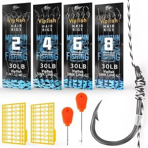 Vipfish Carp Fishing Hiar Rigs - 20 PCS Carp Fishing Equipment for Carp Bait Rigs, 9'' Braided Thread Line with Carp Fishing Hooks,Swivel Snaps and Boilie Bait Stops