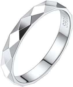 Silvora Unisex Anillo con Detalles Plata de Primera Ley, Brillante Anillo de Banda para Boda Aniversario, Talla 22 Circunferencia 62.1mm