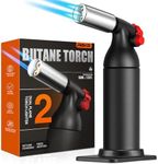 RAVS Dual Flame Butane Torch Lighter, Kitchen Torch Lighter For Creme Brulee, Refillable Cooking Torch Gun For Bbq, Blow Torch For Searing Steak, Culinary Torch For Baking, Butane Is Not Included