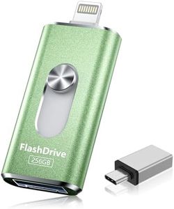 MFi Certified 256GB USB Flash Drives - 4 in 1 USB C Flash Drive, High Speed USB Stick External Storage for iPhone/iPad/Android/PC/More Devices for Photos Transfer and Data Storage (Green)