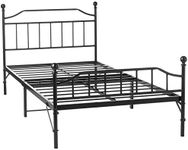 Mellow Roxbury-Metal Platform Bed with Built-in Slats & Headboard Patented Bifold Easy Assembly, Twin, Black