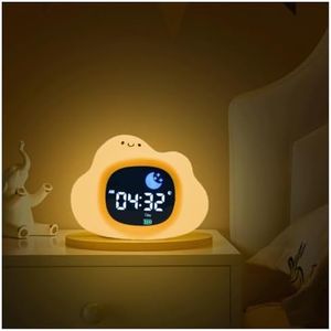 Digital Sunrise Alarm Clock for Kids – Sleep Trainer with White Noise, Soothing Red Night Light (30-min Auto-Off), 6 Brightness & Volume Levels, USB-C Rechargeable, Tap Snooze & Color-Changing Light