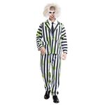 JQMAO Halloween Horror Costume for Men: Scary Black White Striped Clothing Adult (XL)