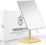 Gold Large Free Standing Mirror for Bathroom Countertop, Dressing Table and Vanity Set - Classic Face Mirror for Makeup and Shaving - 25 x 18cm (Gold)