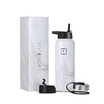 IRON °FLASK Sports Water Bottle - 40 Oz 3 Lids (Straw Lid), Leak Proof - Stainless Steel Gym & Sport Bottles for Men, Women & Kids - Double Walled, Insulated Thermos, Metal Canteen