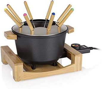 Princess Fonduta Pure Nera, Capacità 1,5 L, Adatto fino a 8 persone, 8 forchette inclusi, Supporto in bambù, rivestimento antiaderente, Facile da pulire, 173025