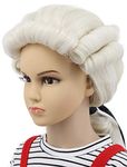 karlery Kids Long Wave Beige Judge Colonial Powdered Wig George Washington Halloween Costume Cosplay Wig