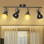 HiBay 4-Light Track Lighting Fixtures Ceiling, Farmhouse Track Light Black, Flexible Spotlight for Kitchen Bedroom Living Room Dining Room, E12 Base, Bulbs Included