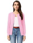 GRACE KARIN Womens Long Sleeve Fine Knit Cardigan with Button Closure (S,Pink)