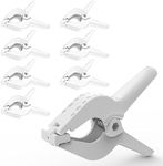 LimoStudio 8 PCS White Adjustable Heavy Duty Clip for Muslin/Paper Photo Backdrop Background Clamps, 4.5 inch with Camera Adapter Clamps, AGG3356