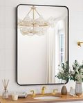 IDEALHOUSE 2024 New Eco-Friendly HD Wall Mirror, 48x30 Inch Matte Black Metal Framed Mirror, Stylish Rounded Corner Design, Versatile Vanity Mirror for Bathroom, Hung Horizontally or Vertically