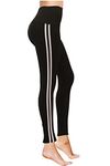 COMFY FOREVER White Stripe Regular Plus Size Leggings Full Length Brushed Printed Leggings for Women