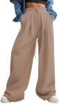 Aleumdr Womens Wide Leg Joggers 2024 Fall Trendy Baggy Pants Y2K Elastic Waist Jogger Sweatpants Track Pants Brown Medium