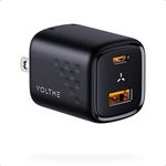 VOLTME USB C Charger Block 30W GaN III USB-C Charger, 2 Port Compact Charger Block with Foldable Plug Compatible with iPhone 16/15/14/13/12 Series, Galaxy S24/S23/S22 Series, Pixel 6 Pro, iPad(Black)