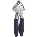 Trudeau Maison Ergonomic Stressless Stainless Steel Garlic Press and Crusher with Cleaning Aid (Black/Grey)