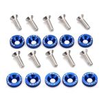 Toytle JDM FENDER WASHERS Car Universal BLUE Screw Washer Car Fender M6 Bolt Screw + Bumper Washer 10pcs- Blue