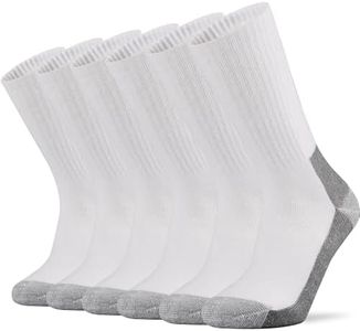 Ortis Men's Cotton Cushion Crew Socks Moisture Wicking Breathable Thick Warm Thermal for Athletic Heavy Duty Work Boot(White Grey XL)