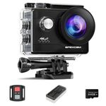 Apexcam 4K 60FPS 64MP EIS WiFi Action Camera with 64GB Memory Card Waterproof Underwater Camera 40M Sport Camera 2.0'LCD 2.4G Remote Control 2X1350mAh Batteries and Multiple accessorie