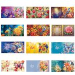 12Pcs Diamond Painting Greeting Cards Kits 5D DIY Gift Card Thank You Cards with Envelopes Diamond Art Craft Gifts for Birthday Holiday Friends and Family (Flowers & Birds & Butterflies)