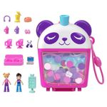 Polly Pocket Dolls and Playset, Bubble Tea Panda Compact, Animal Toy with 2 Micro Dolls, Pet Panda, Food Accessories