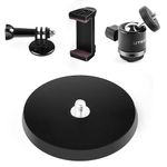 UTEBIT Magnetic Camera Mount 1/4 Screw Vertical Suction 44lb with Action Camera Adapter & Phone Holder 360° Swivel Mini Tripod Ball Head Max Load 3kg Compatible with GoPro Webcam Phone Vlogging