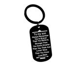 Son Gifts Keychain Necklace, To My Son Always Remeber You are Braver Dog Tag Military Keychain Jewelry Gift for Son from Mom Birthday Christmas Gifts