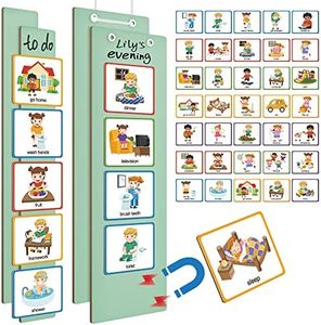 D-FantiX Visual Schedule for Kids Toddlers, Routine Chore Chart Magnetic Cards for Kids, Autism Learning Materials, Daily Behavior Schedule for Home School, 35 Cards, 2 Boards, 2 Strips