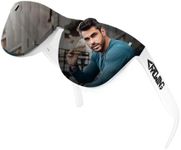 ROCKNIGHT HD Driving Polarized Sunglasses Men UV400 Protection Grey Flat Lens Stylish Shades White Retro Sunglasses