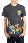 Disney Pixar Toy Story 4 Happy Crew Woody Buzz Bo Peep Movie Disneyland World Tee Funny Humor Men's Graphic T-Shirt (Charcoal Heather, XXX-Large)