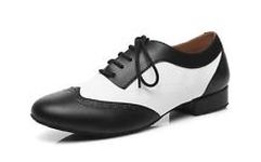 Minishion Dancing Shoes for Men 1" Standard Heel Leather Ballroom Dance Shoes