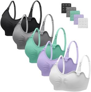 Angelhood 5 Pack Women's Maternity & Nursing Bras, Seamless Wireless Sleep Bra with Bra Extenders
