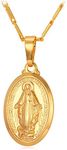 U7 Virgin Mary Cross Christian Necklace for Women Girls Gold Miraculous Catholic Medal Pendant Necklaces