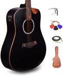 Kadence Acoustic Electric Guitar - Slowhand Premium Electric Acoustic Guitar (Black Spruce Top, Rosewood Fretboard) - Electro Acoustic Guitars with Strings, Cable, Pro Capo, Picks & Bag (SH04 Black)