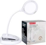 HOMGEN Magnifying Lamp Rechargeable Magnifier Lamp Desk Magnifying Glass With Light High transparency optics Magnifier Lights Support 5X&10X Lens & 15 LED Lights for Reading, Hobbies, Crafts etc.