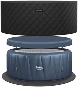 Wave Atlantic Energy-Efficient Hot Tub Bundle | 6-Person Inflatable Spa with Thermal Cover & Insulated Foam Mat | Navy