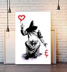 BANKSY CANVAS STREET WALL ART PRINT ARTWORK - LOVE OR MONEY (24in x 16in / 60cm x 40cm)