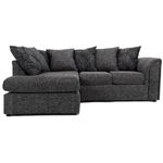 Byron Dundee Fabric Corner Sofa L Shaped 3-4 Seater With Pattern Cushions - Grey Fabric (Left Hand Facing Corner Sofa)