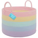 OrganiHaus Rainbow Extra Large Cotton Rope Storage Basket w/Handles 50x33cm, Colorful Unicorn Decor Kids Toy Baskets for Organizing, Basket for Nursery Playroom Organization, Round Storage Basket