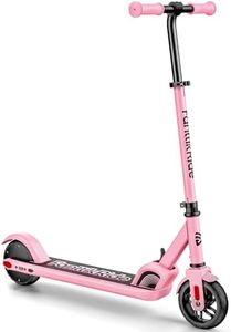FanttikRide C9 Electric Scooter for Kids 3.9 ft - 5.2 ft, 6/10MPH, 5 Miles Range, LED Display, Adjustable Height, Foldable, Rubber Wheels, Lightweight, Scooter for Kids up to 132 lbs (Pink)