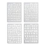 XUTONG Pack of 4 Plastic Alphabet Letter Number Drawing Painting Stencils Scale Template Sets for Bullet Journal Stencil Planner/Scrapbook/DIY Painting Craft Projects